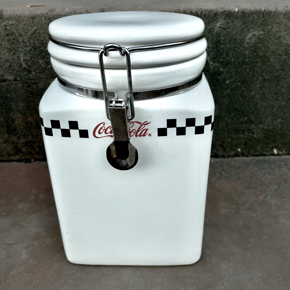 Set of 3 Vintage Coca Cola Kitchen Canisters. Made by Gibson in 2002.